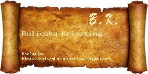 Bulicska Krisztina névjegykártya